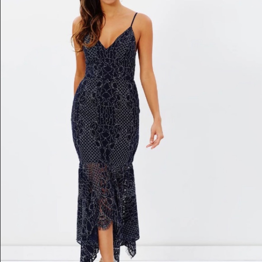 Shona Joy navy lace dress